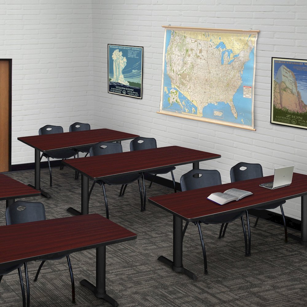 60 x 24 in. Steel T-Base Training Seminar Table- Mahogany. Picture 4