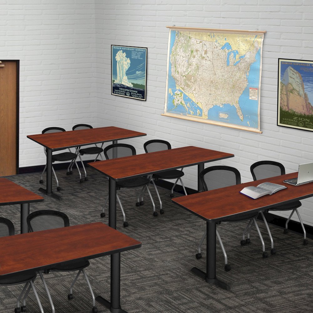 66 x 24 in. T-Base Training Seminar Table- Cherry & 2 Cadence Nesting Chairs. Picture 9
