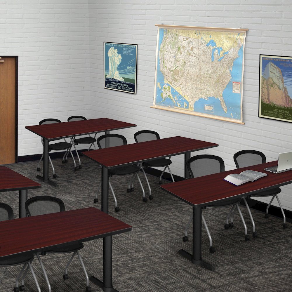 66 x 24 in. T-Base Training Seminar Table- Mahogany & 2 Cadence Nesting Chairs. Picture 8