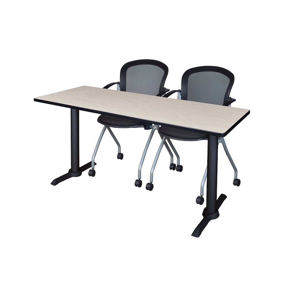 66 x 24 in. T-Base Training Seminar Table- Maple & 2 Cadence Nesting Chairs. Picture 1