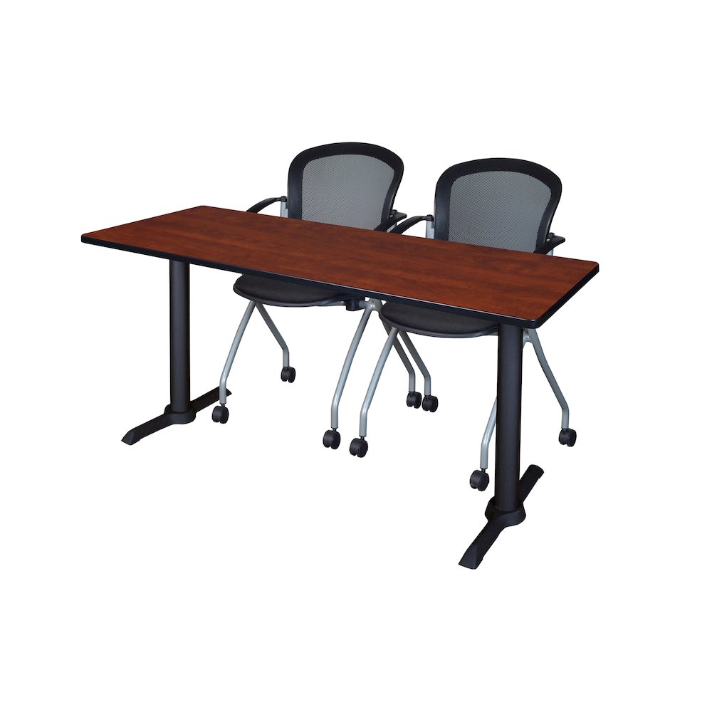 72 x 24 in. T-Base Training Seminar Table- Cherry & 2 Cadence Nesting Chairs. Picture 1