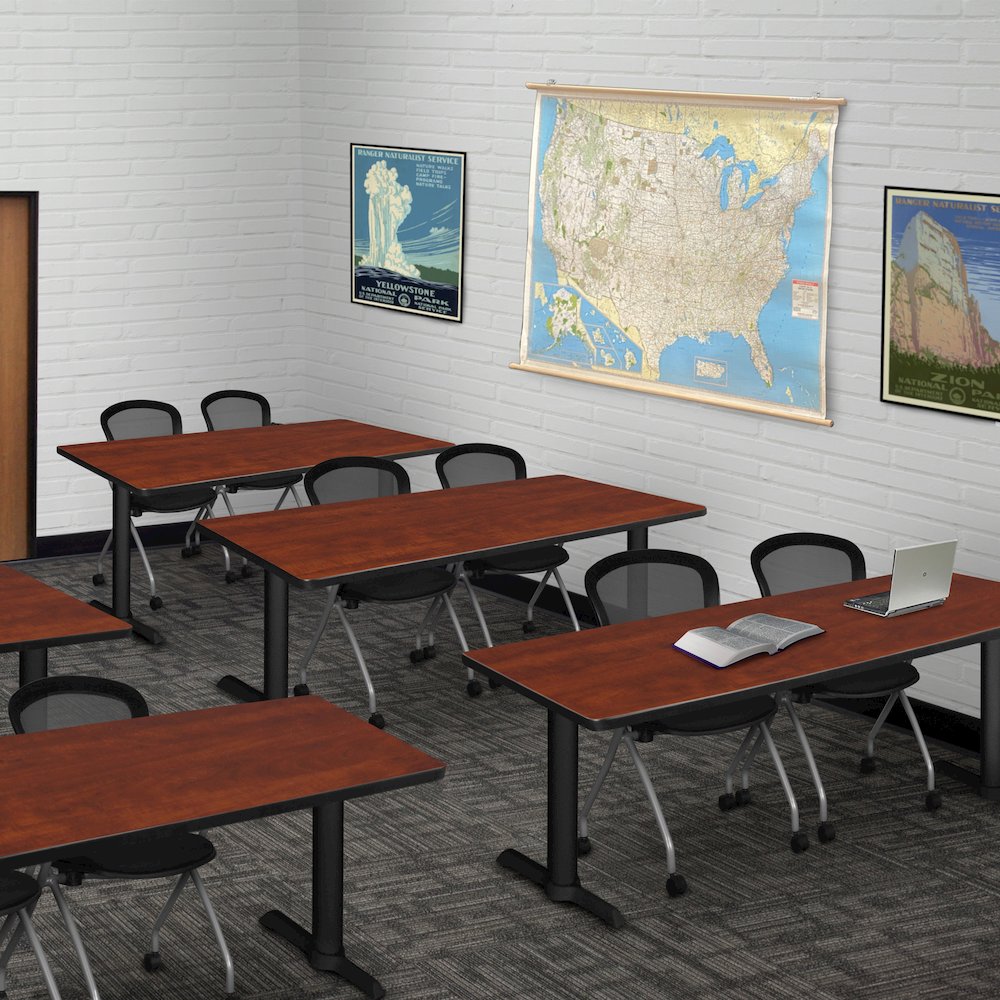 72 x 24 in. T-Base Training Seminar Table- Cherry & 2 Cadence Nesting Chairs. Picture 8
