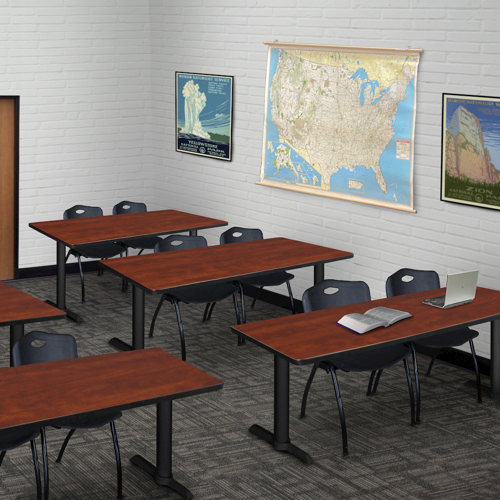 72 x 24 in. T-Base Training Seminar Table- Cherry & 2 M Stack Chairs- Black. Picture 8