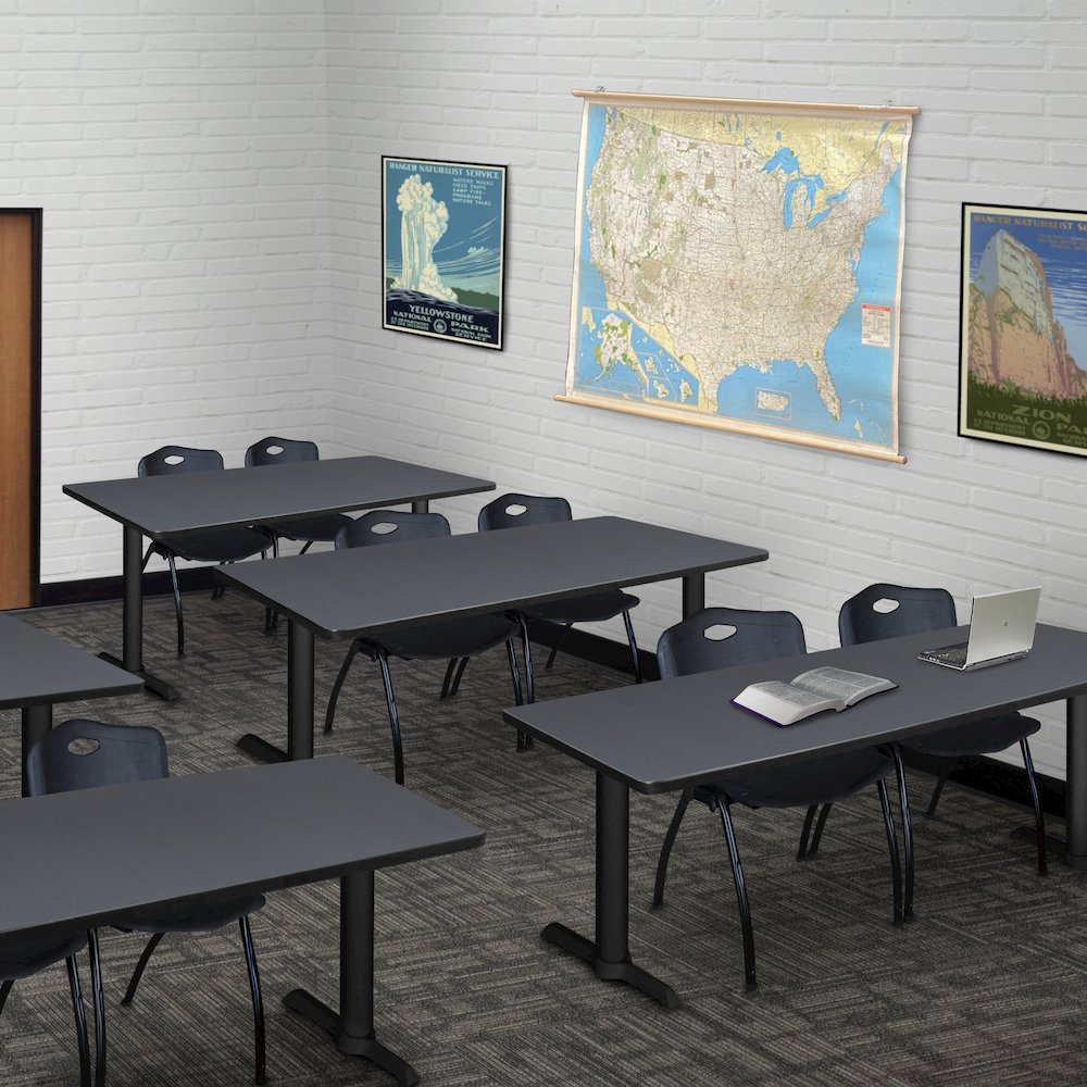 72 x 24 in. T-Base Training Seminar Table- Grey & 2 M Stack Chairs- Black. Picture 8