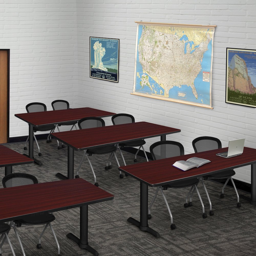72 x 24 in. T-Base Training Seminar Table- Mahogany & 2 Cadence Nesting Chairs. Picture 8