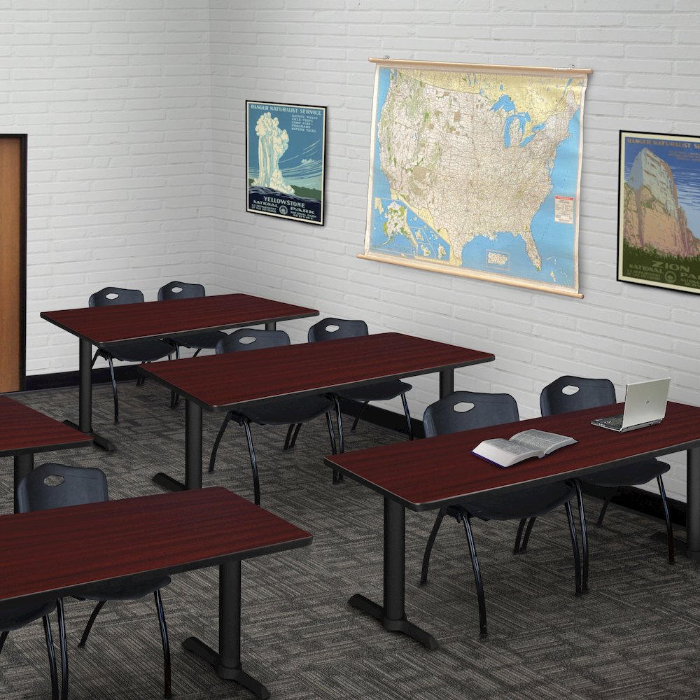 72 x 24 in. Steel T-Base Training Seminar Table- Mahogany. Picture 4