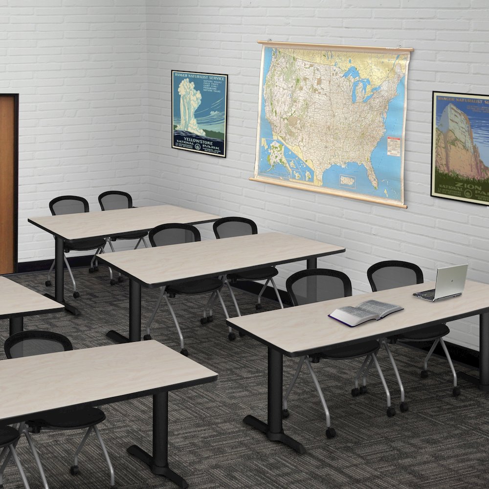 72 x 24 in. T-Base Training Seminar Table- Maple & 2 Cadence Nesting Chairs. Picture 8