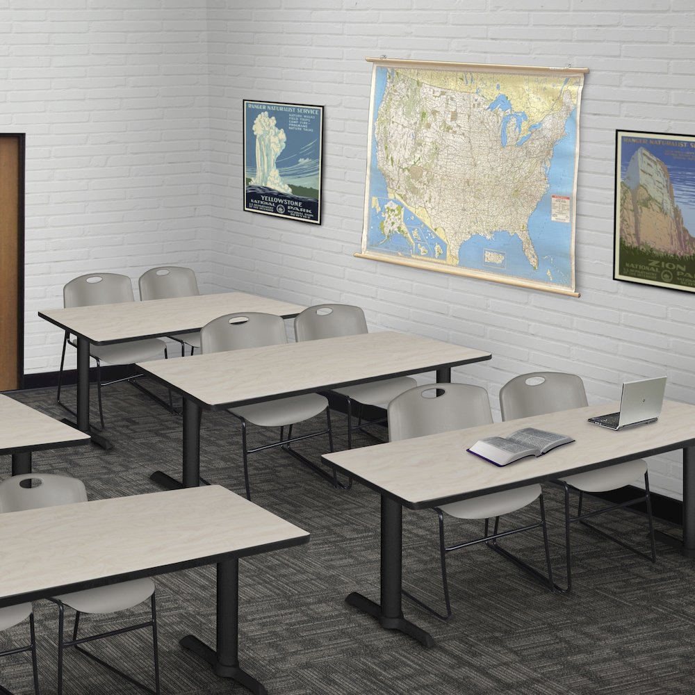 72 x 24 in. T-Base Training Seminar Table- Maple & 2 Zeng Stack Chairs- Grey. Picture 8