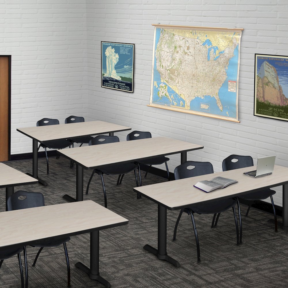 72 x 24 in. T-Base Training Seminar Table- Maple & 2 M Stack Chairs- Black. Picture 8