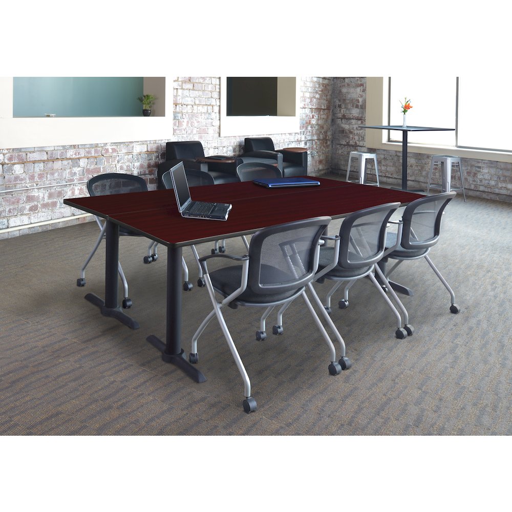 84 x 24 in. Steel T-Base Training Seminar Table- Mahogany. Picture 4