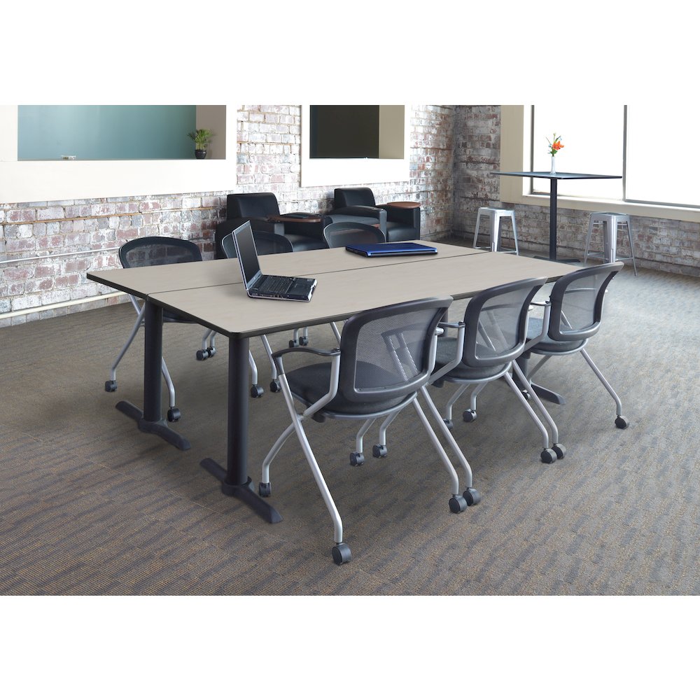 84 x 24 in. T-Base Training Seminar Table- Maple & 3 Cadence Nesting Chairs. Picture 8