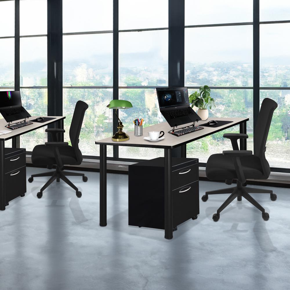 Kee 66" Single Mobile Pedestal Desk- Maple/ Black. Picture 3