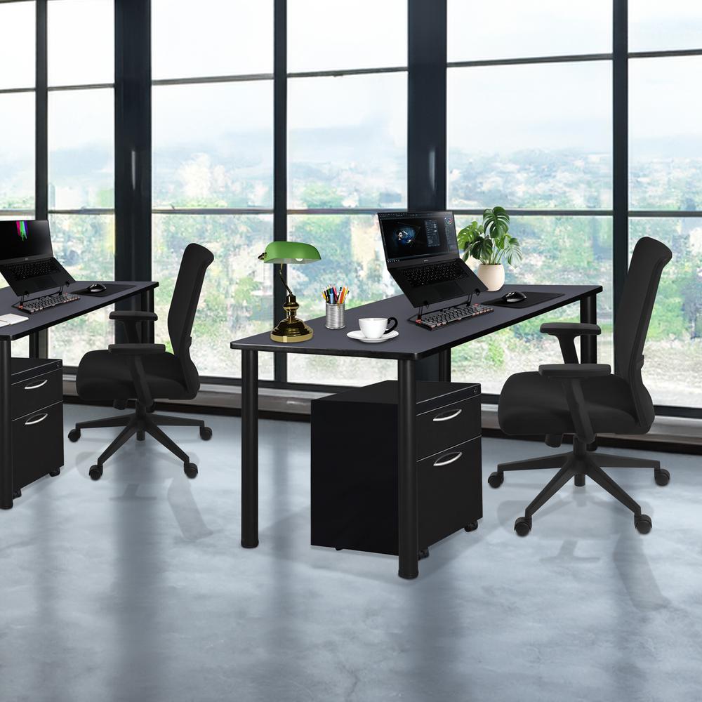 Kee 72" Single Mobile Pedestal Desk- Grey/ Black. Picture 3