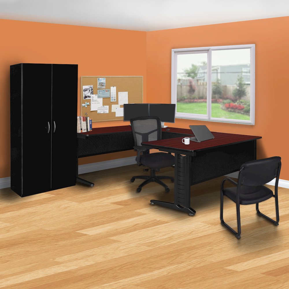 66 x 78 in. U Shape Desk Shell- Mahogany. Picture 5