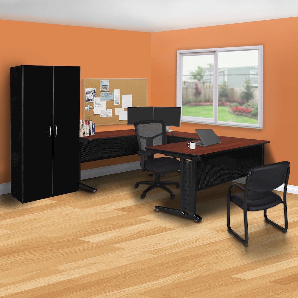72 x 72 in. U Shape Desk Shell- Cherry. Picture 5
