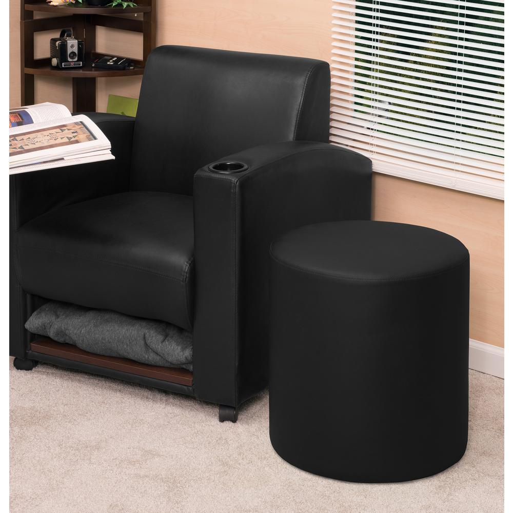 Logan Round Ottoman- Black. Picture 2