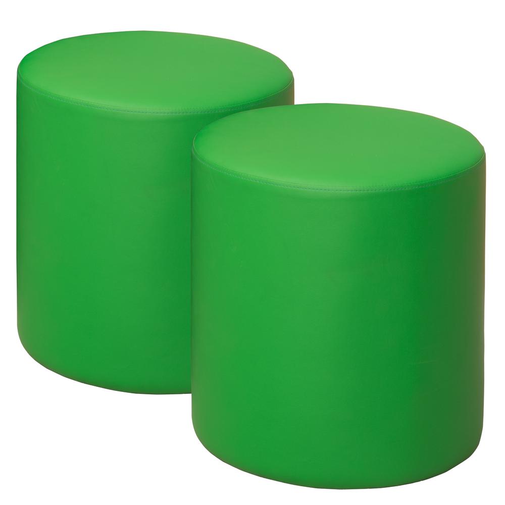 Logan Round Vinyl Ottoman (Set of 2)- Envy Green. Picture 1