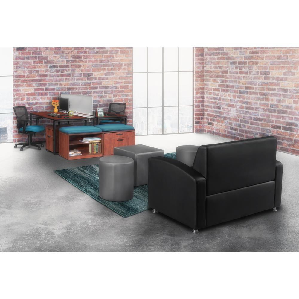 Logan Round Ottoman- Grey. Picture 4
