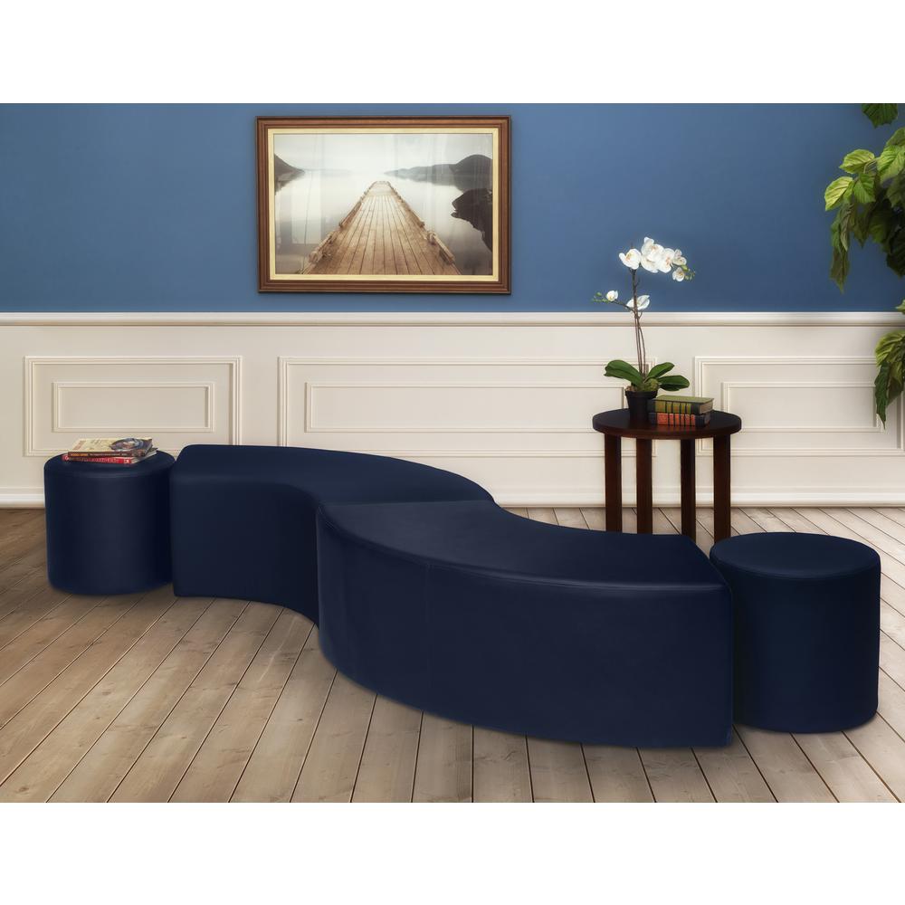 Logan Round Vinyl Ottoman (Set of 2)- Naval Blue. Picture 2