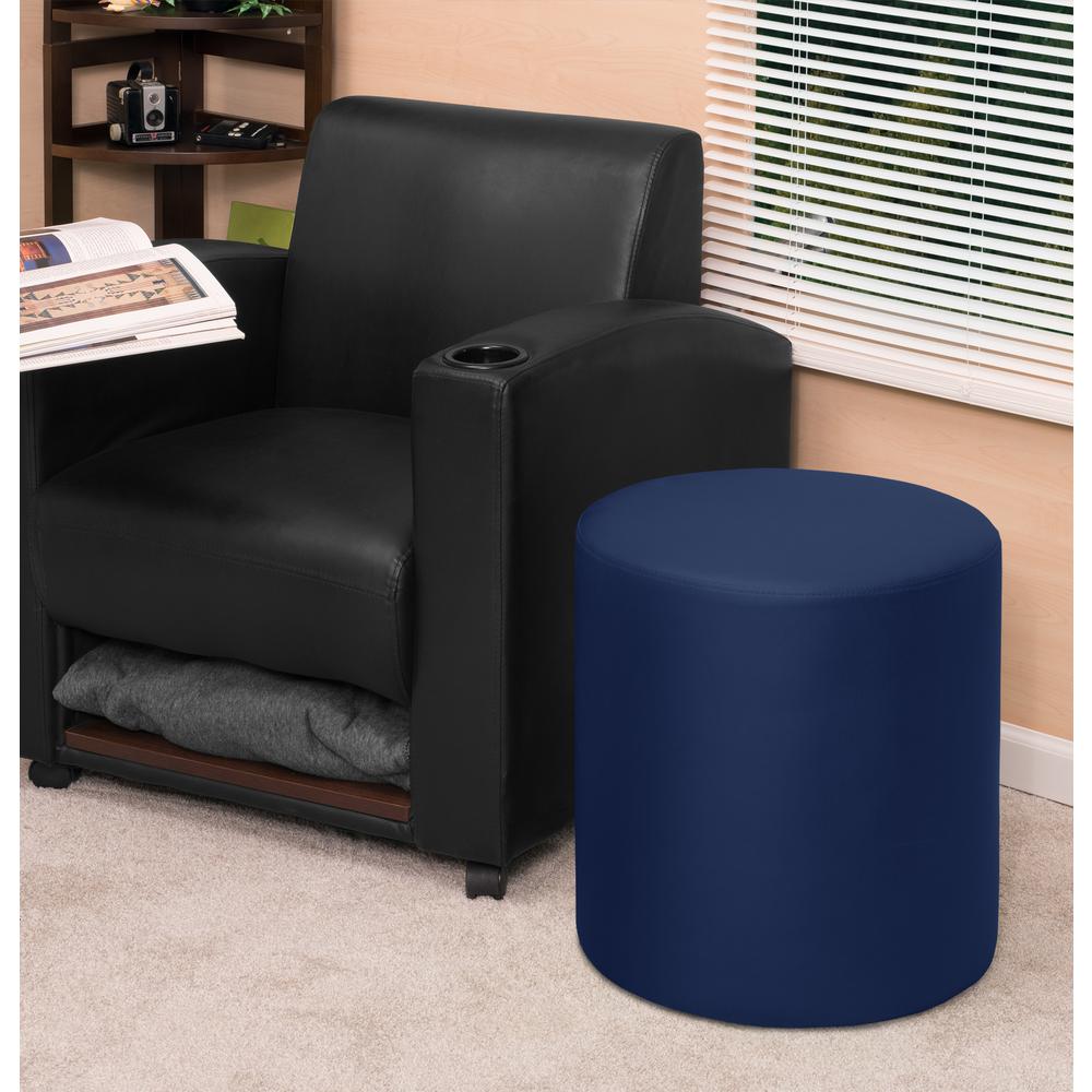 Logan Round Ottoman- Naval Blue. Picture 3