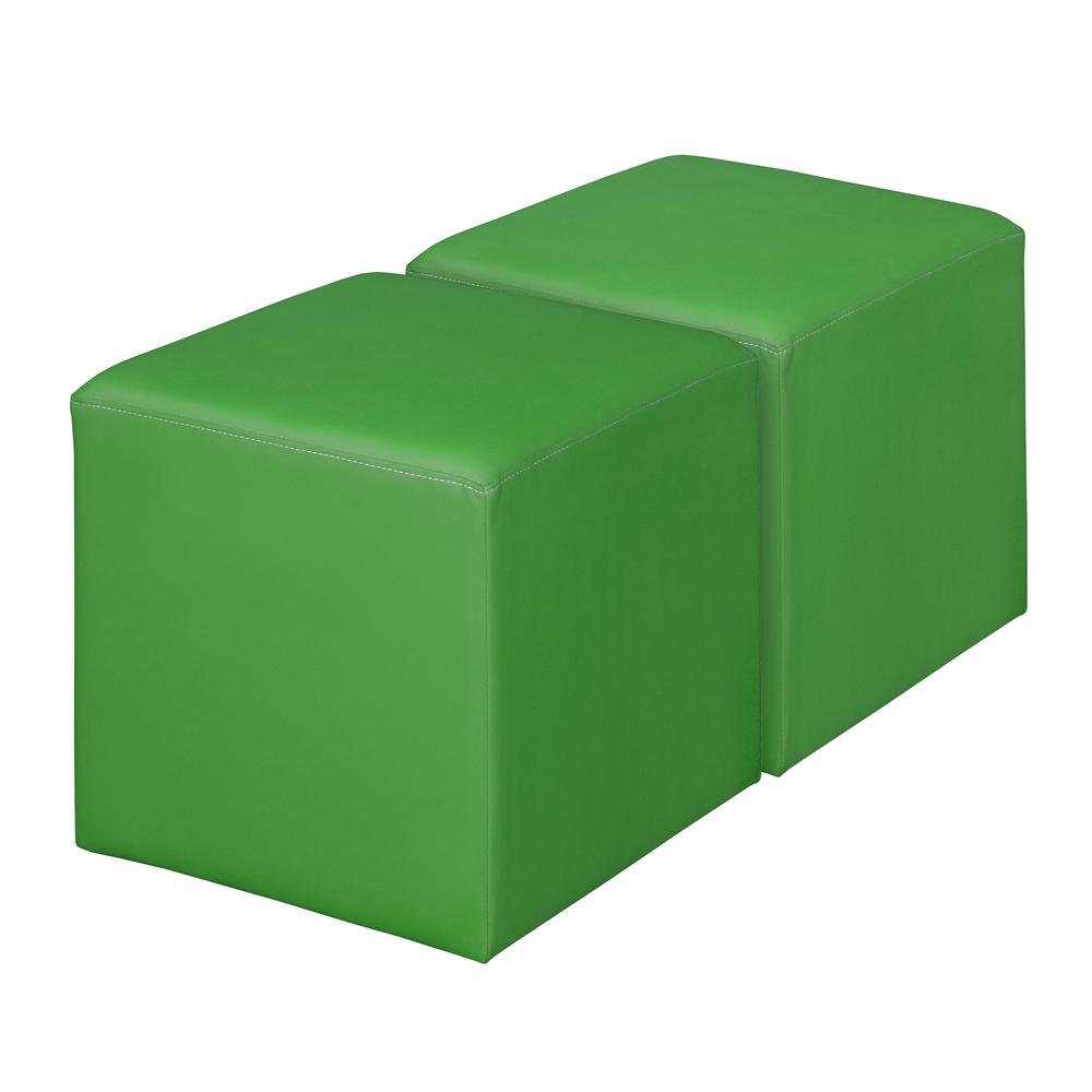 Jean Square Vinyl Ottoman (Set of 2)- Envy Green. Picture 1