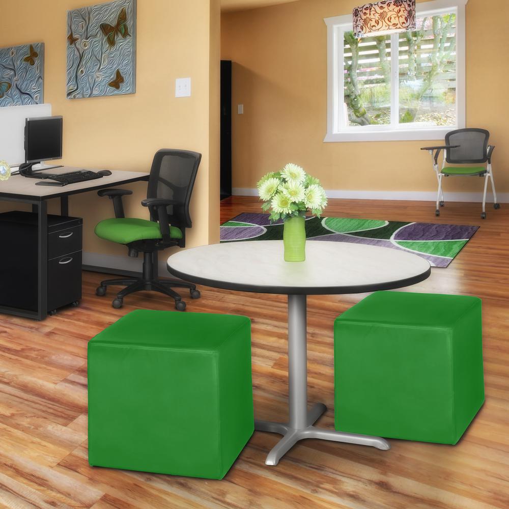 Jean Square Vinyl Ottoman (Set of 2)- Envy Green. Picture 2