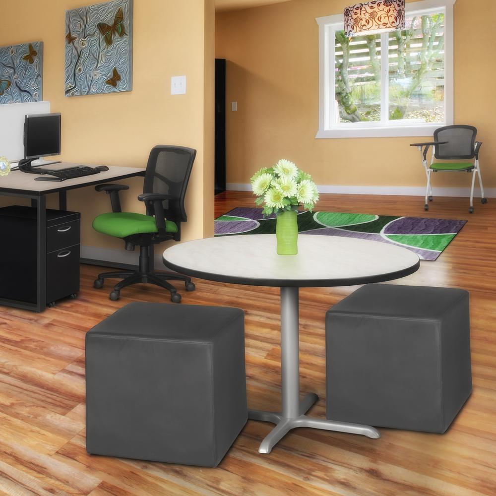 Jean Square Vinyl Ottoman (Set of 2)- Grey. Picture 2