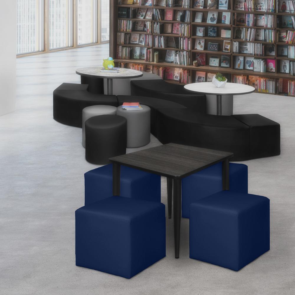 Jean Square Vinyl Ottoman (Set of 4)- Naval Blue. Picture 2
