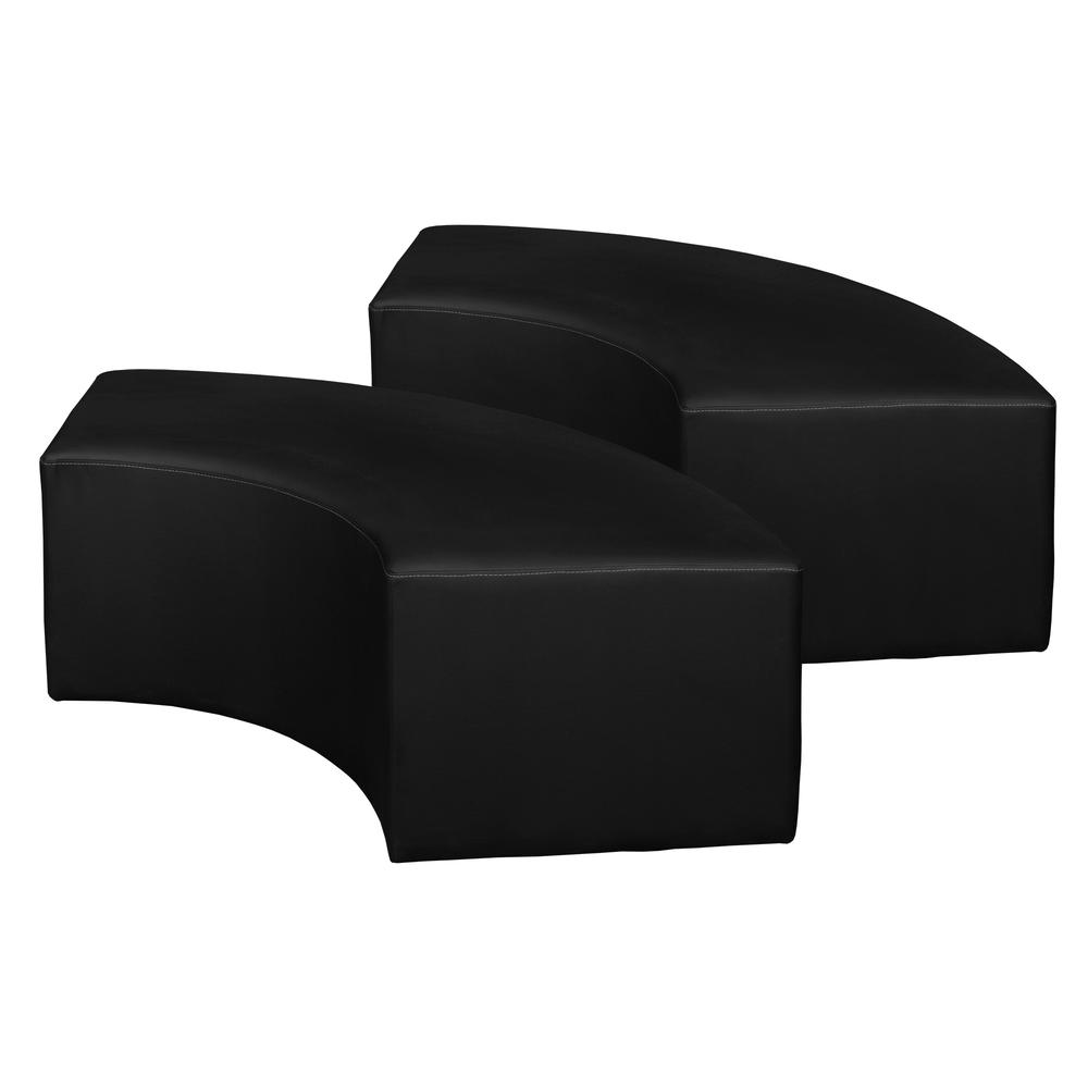Aurora Curved Vinyl Ottoman (Set of 2)- Black. Picture 1