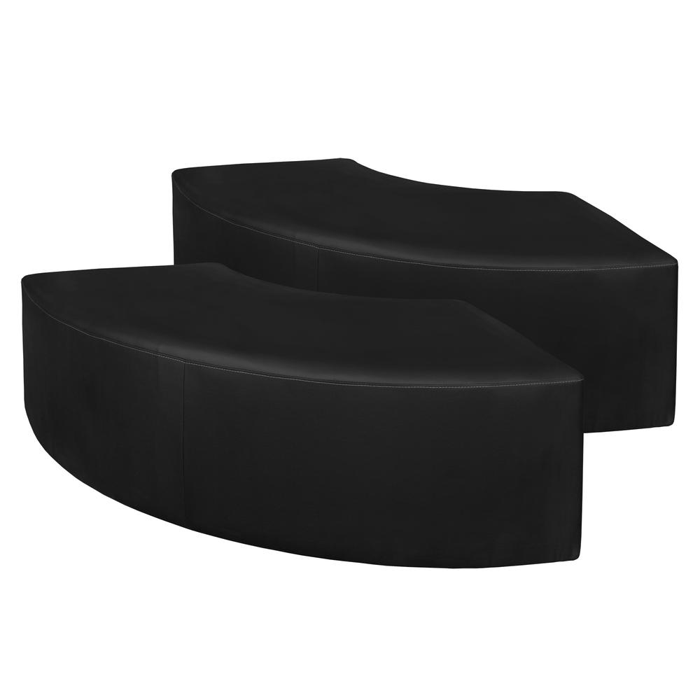 Aurora Curved Vinyl Ottoman (Set of 2)- Black. Picture 2