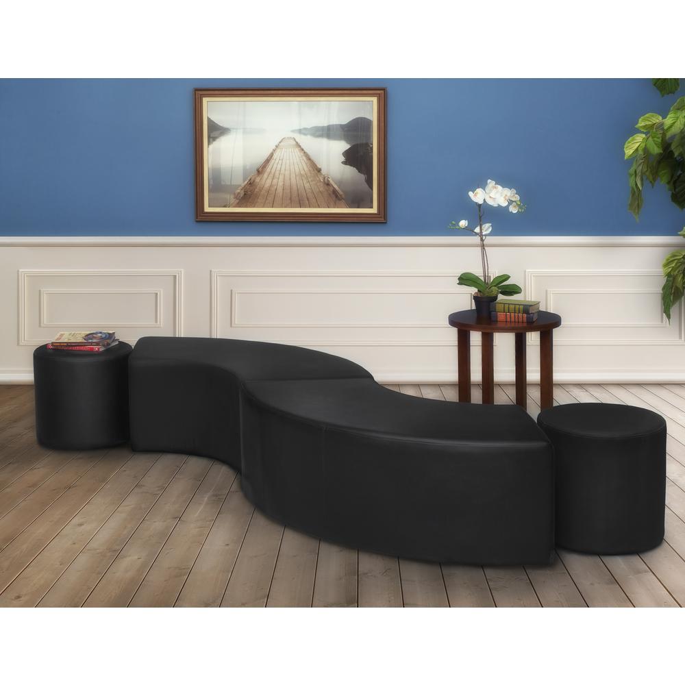 Aurora Curved Vinyl Ottoman (Set of 2)- Black. Picture 3