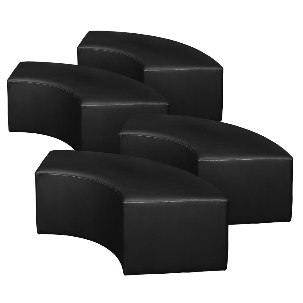 Aurora Curved Vinyl Ottoman (Set of 4)- Black. Picture 1