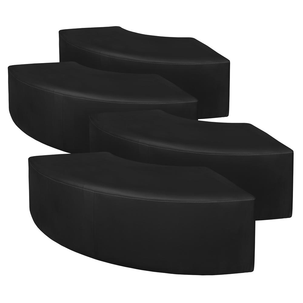 Aurora Curved Vinyl Ottoman (Set of 4)- Black. Picture 2