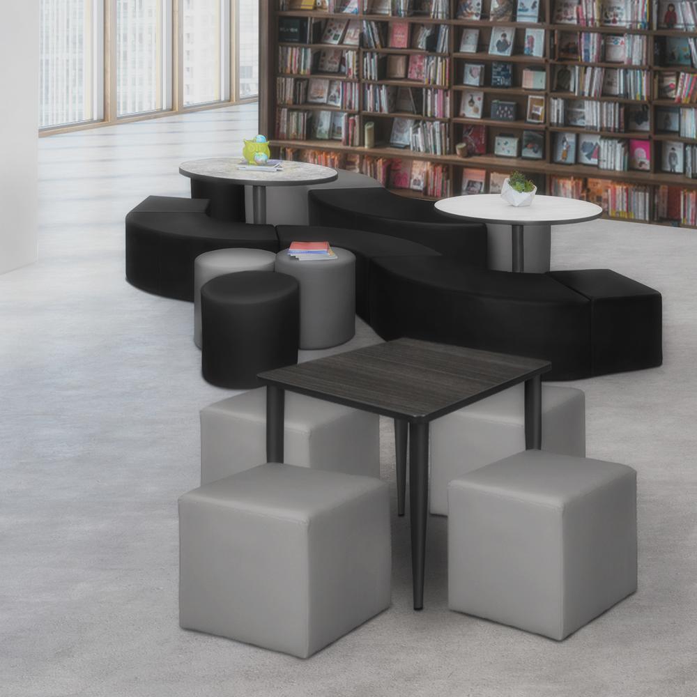 Aurora Curved Vinyl Ottoman (Set of 4)- Black. Picture 3