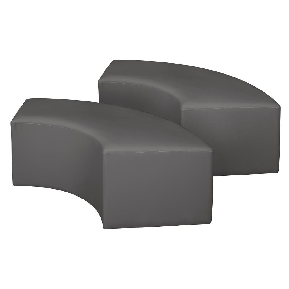 Aurora Curved Vinyl Ottoman (Set of 2)- Grey. Picture 1