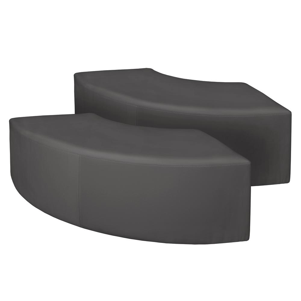 Aurora Curved Vinyl Ottoman (Set of 2)- Grey. Picture 2