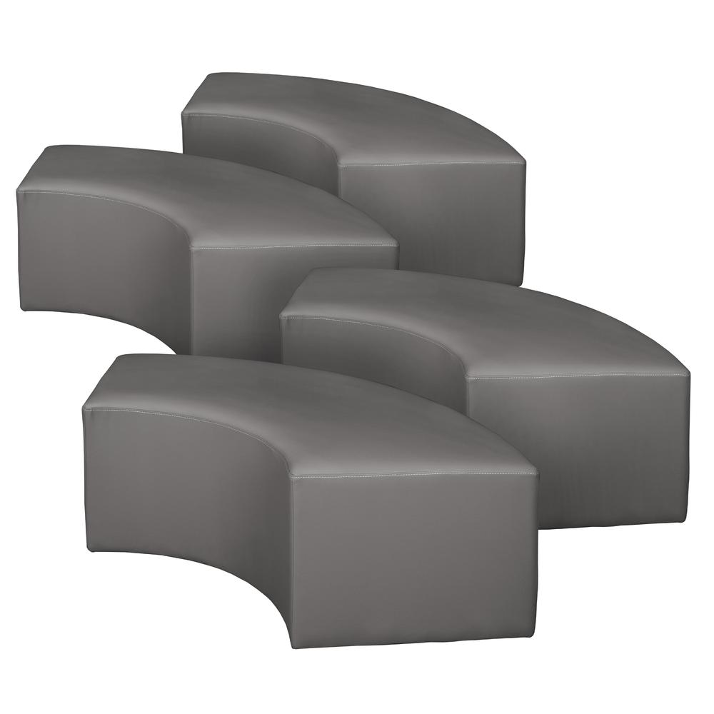 Aurora Curved Vinyl Ottoman (Set of 4)- Grey. Picture 1