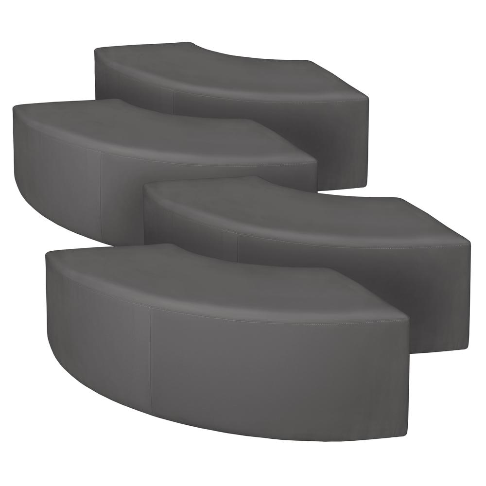 Aurora Curved Vinyl Ottoman (Set of 4)- Grey. Picture 2