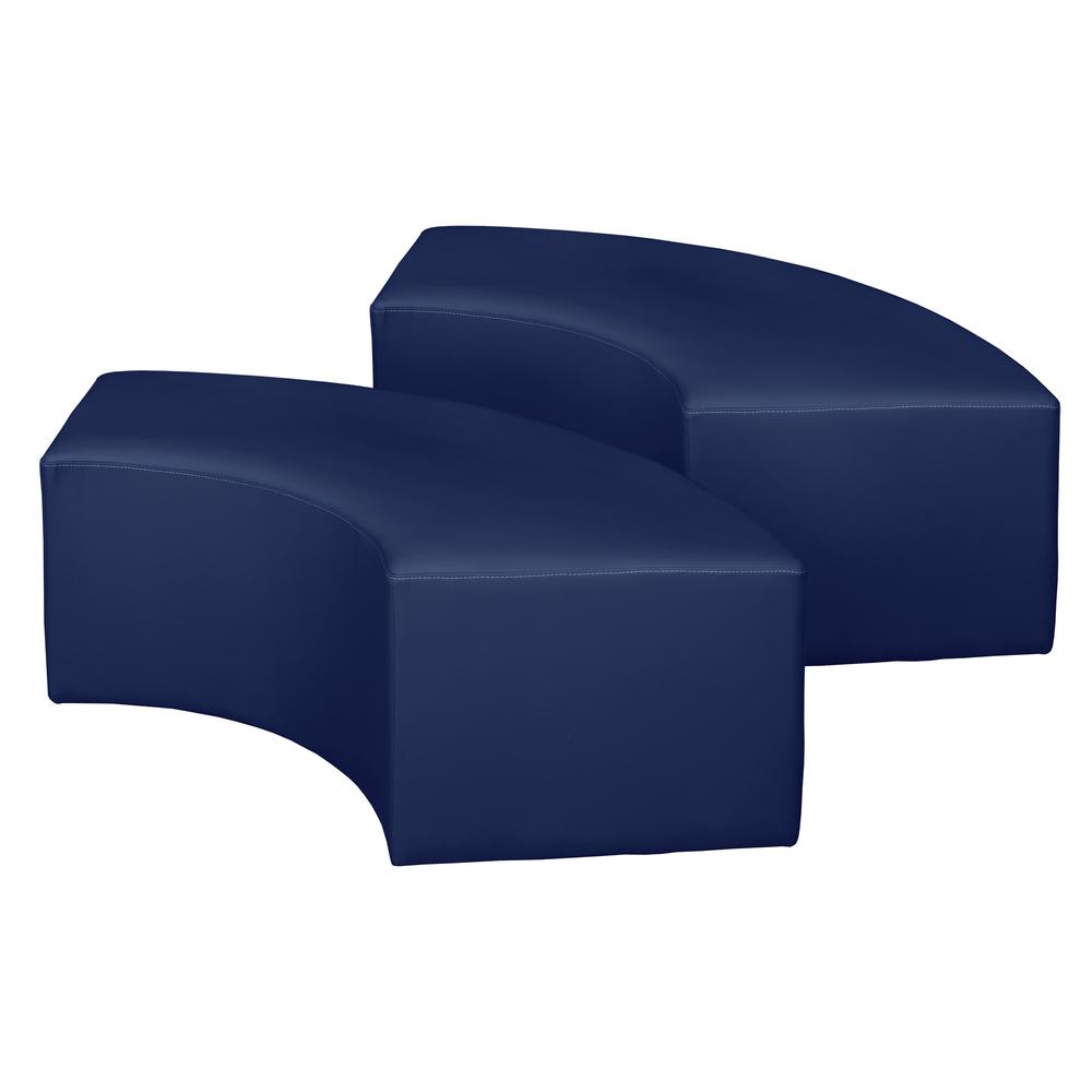Aurora Curved Vinyl Ottoman (Set of 2)- Naval Blue. Picture 1