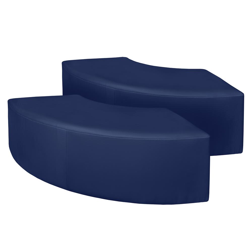Aurora Curved Vinyl Ottoman (Set of 2)- Naval Blue. Picture 2