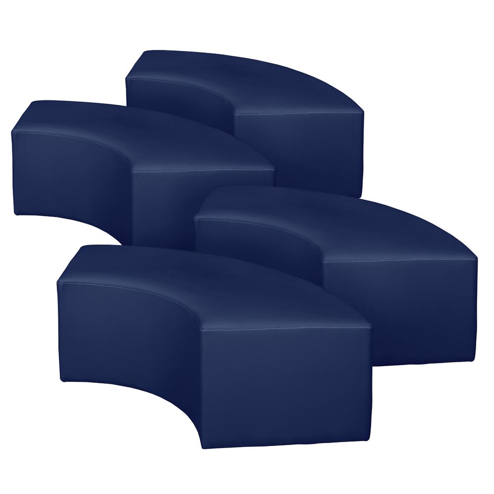 Aurora Curved Vinyl Ottoman (Set of 4)- Naval Blue. Picture 1