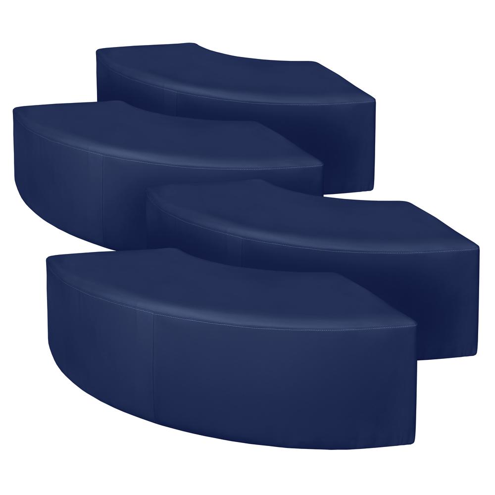 Aurora Curved Vinyl Ottoman (Set of 4)- Naval Blue. Picture 2