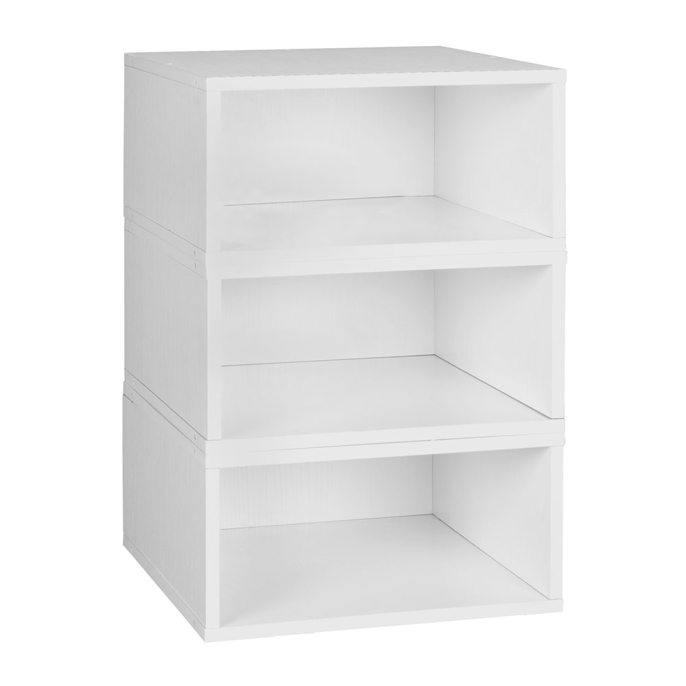 Niche Cubo Storage Set- 3 Half Size Cubes- White Wood Grain. Picture 1