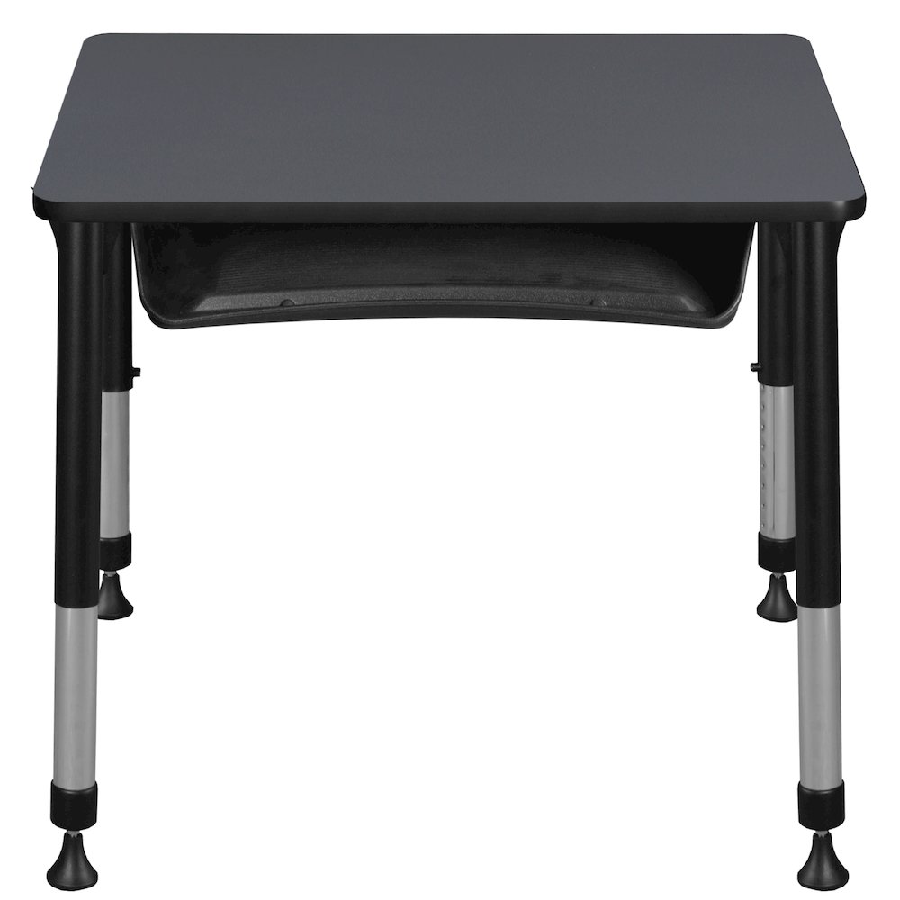 18.5x26 Rectangle Height Classroom School Desk with Book Storage- Grey. Picture 2