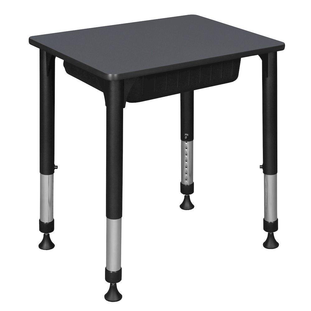 18.5x26 Rectangle Height Classroom School Desk with Book Storage- Grey. Picture 3