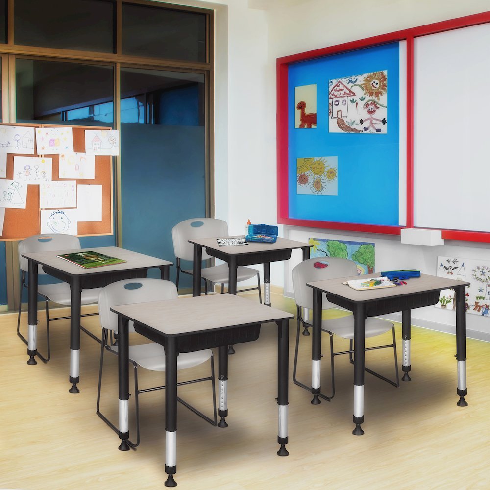 18.5 x 26 in Rectangle Height Adjustable Classroom School Desk- Maple. Picture 7