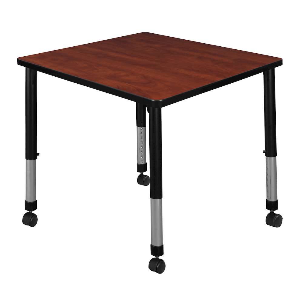 30 in. Square Height Adjustable Mobile Classroom Activity Table- Cherry. Picture 1