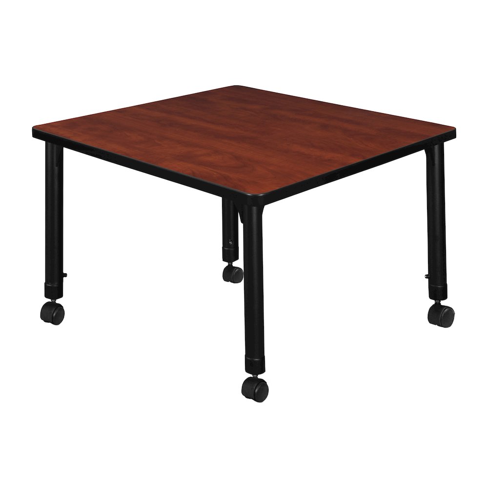 30 in. Square Height Adjustable Mobile Classroom Activity Table- Cherry. Picture 2