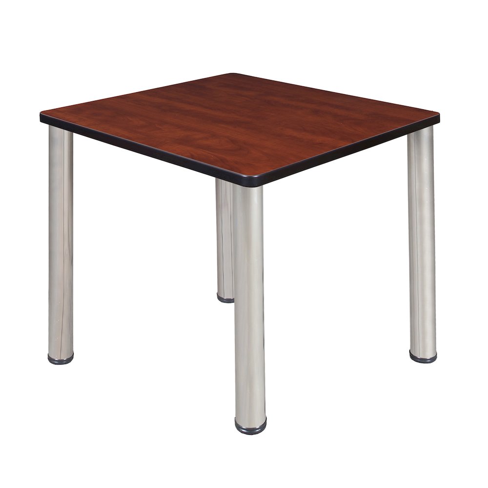 30 in. Small Square Breakroom Table- Cherry Top, Chrome Legs. Picture 1