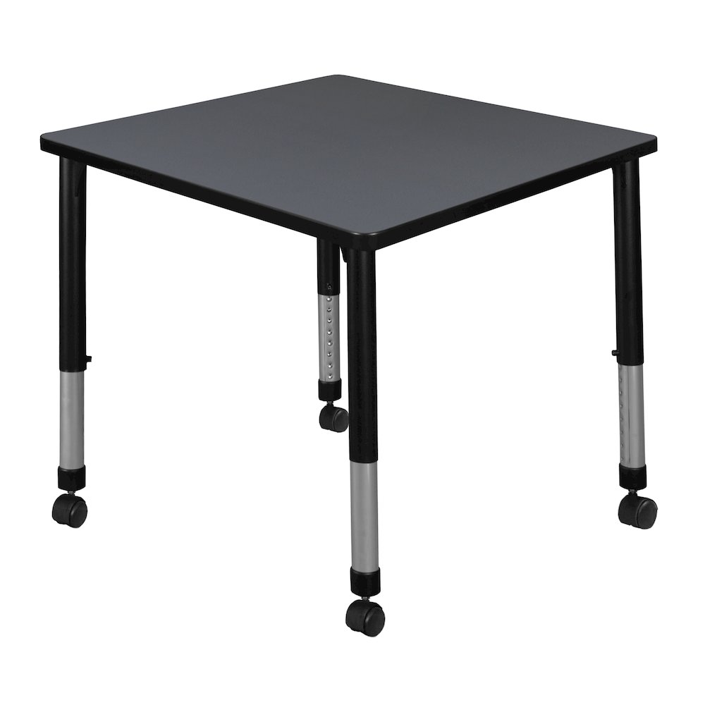 30 in. Square Height Adjustable Mobile Classroom Activity Table- Grey. Picture 1